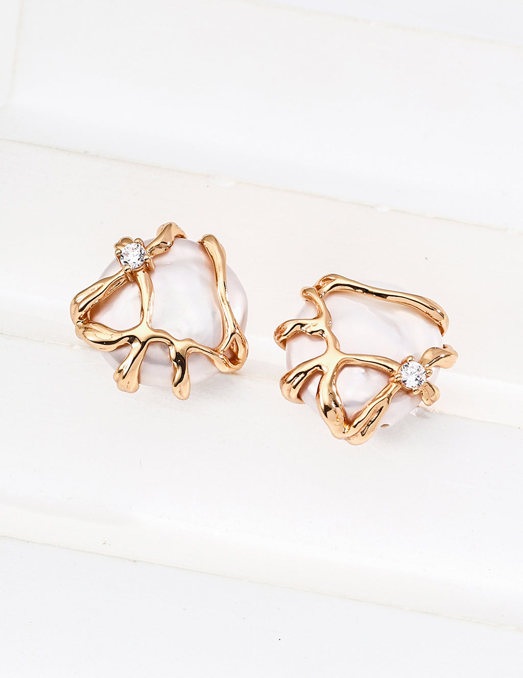 Caged Pearl Stud Earrings