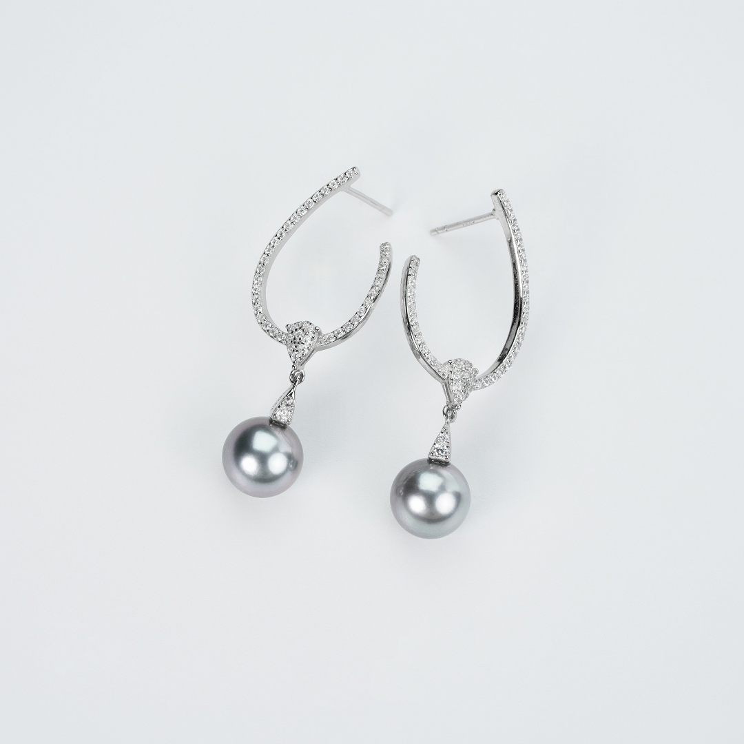 Tahitian Pearl Earrings - Silver