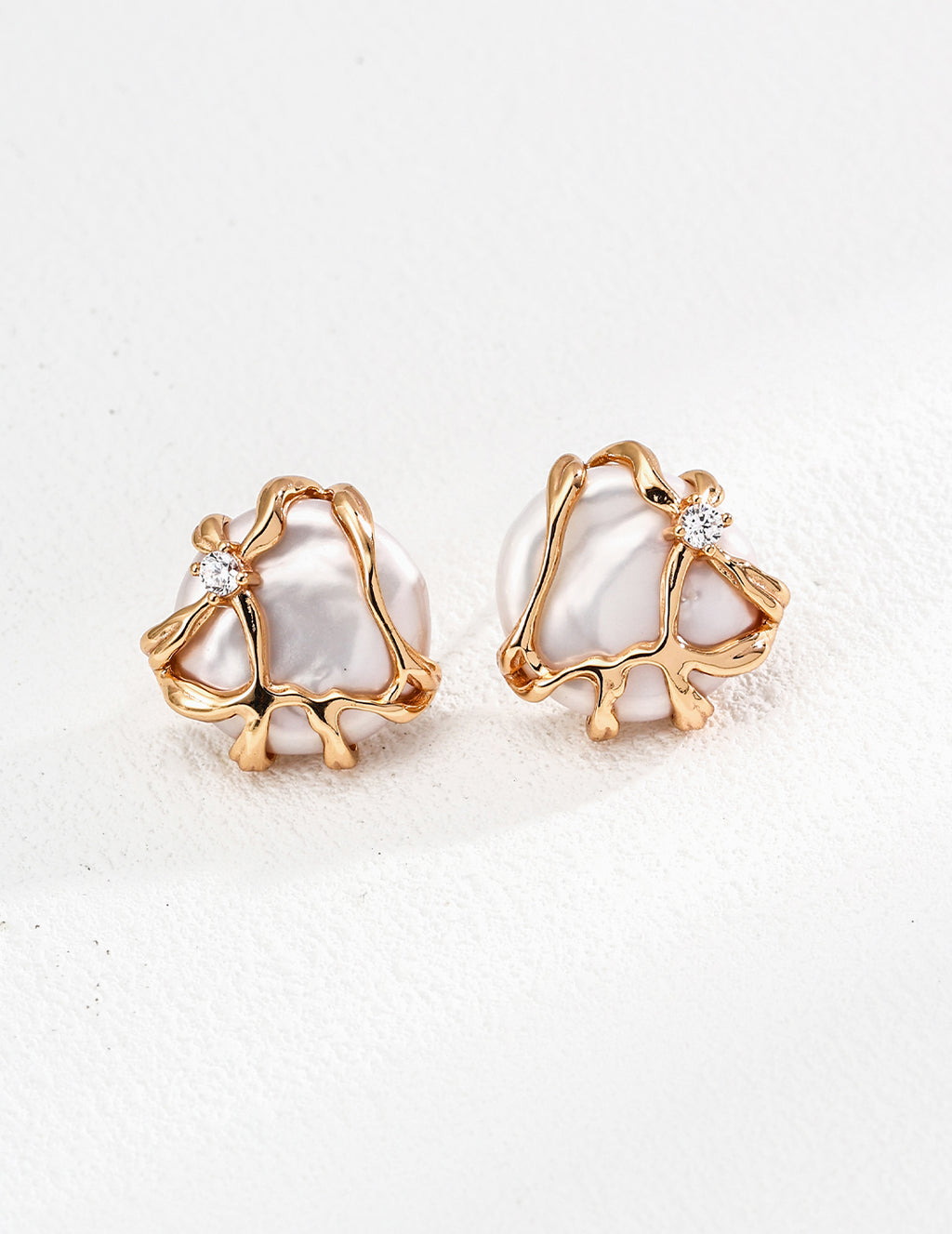 Caged Pearl Stud Earrings