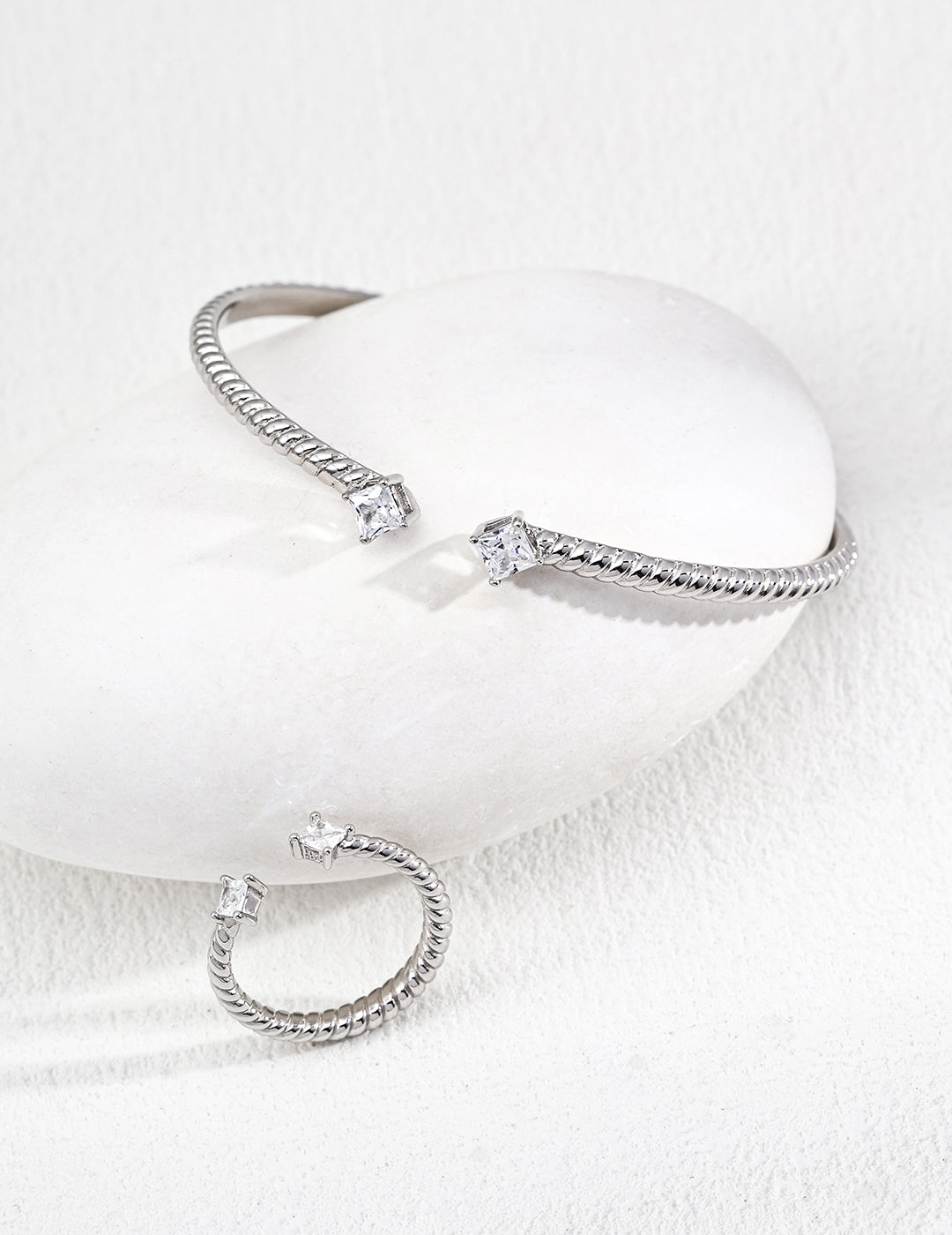 Zirconia Open Cuff Bangle
