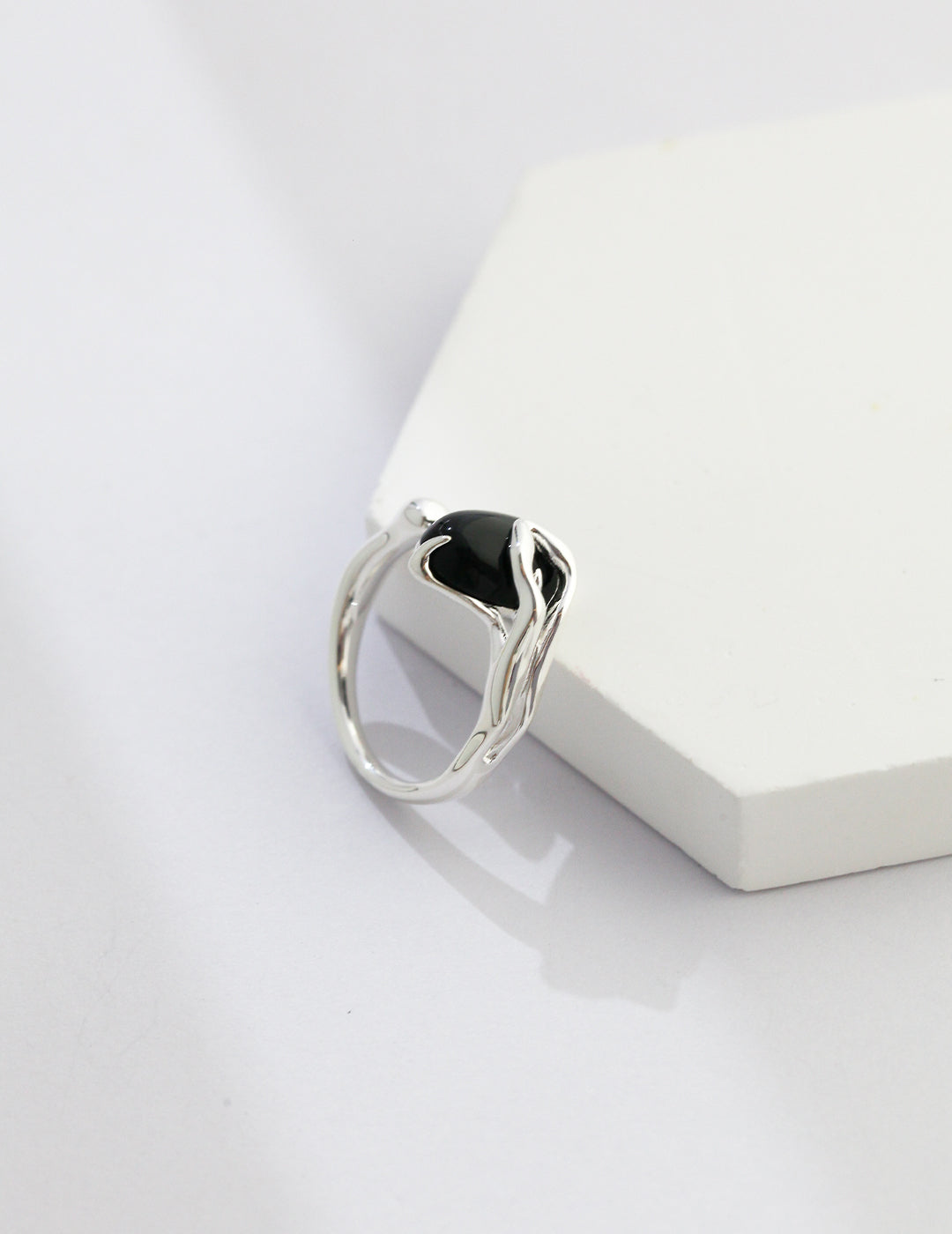 Natural Black Agate Ring