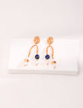 Gold Blue Drop Earrings