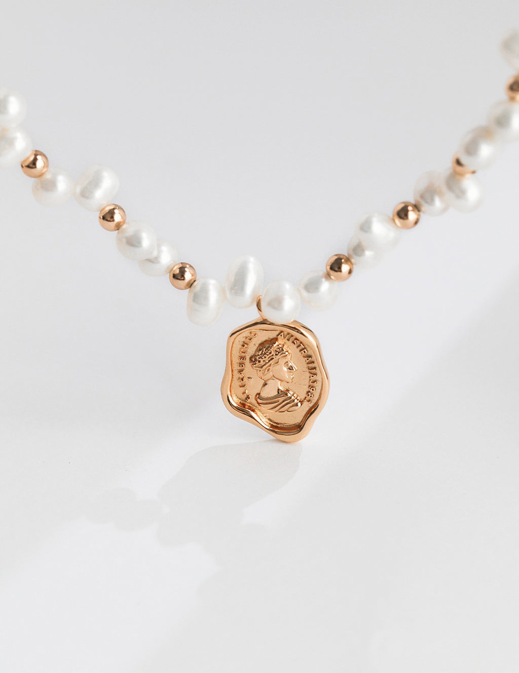 Pearl and Wax Seal Medallion Necklace