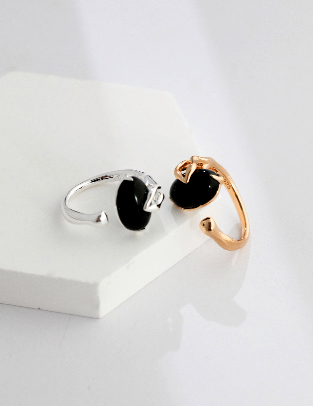 Natural Black Agate Ring