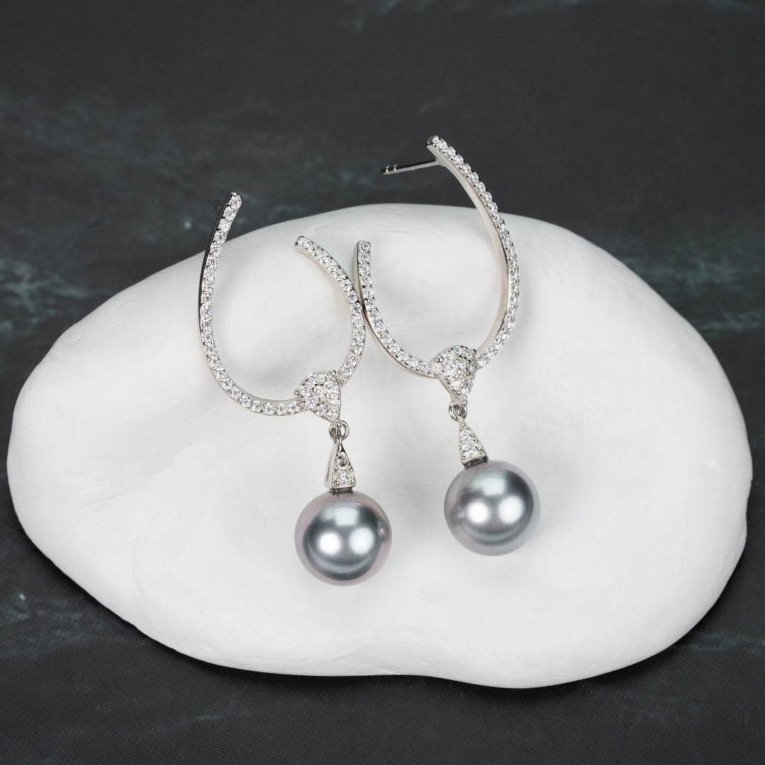 Tahitian Pearl Earrings - Silver