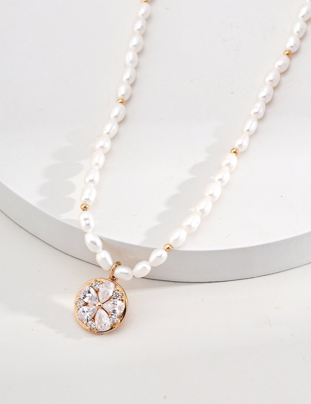 Cubic Zirconia Pearl Necklace