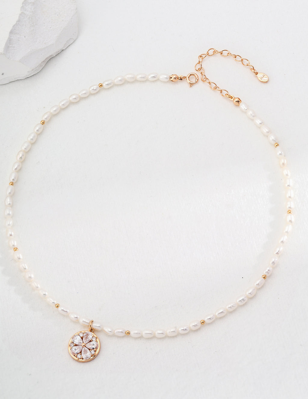 Cubic Zirconia Pearl Necklace