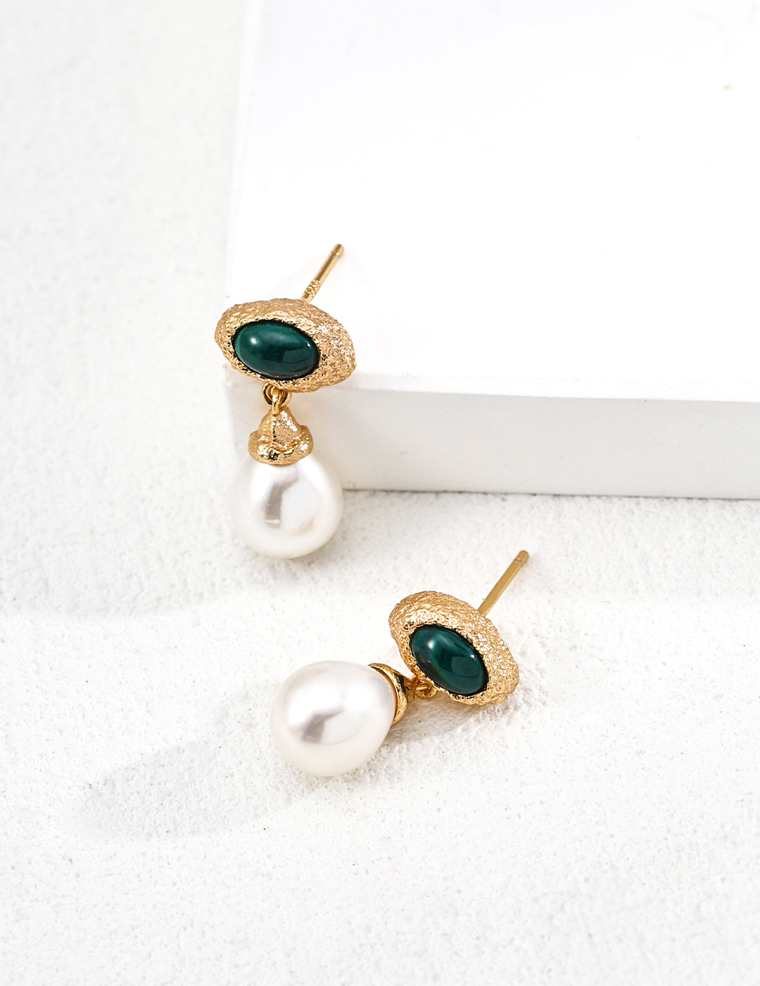 Malachite and Pearl Earrings