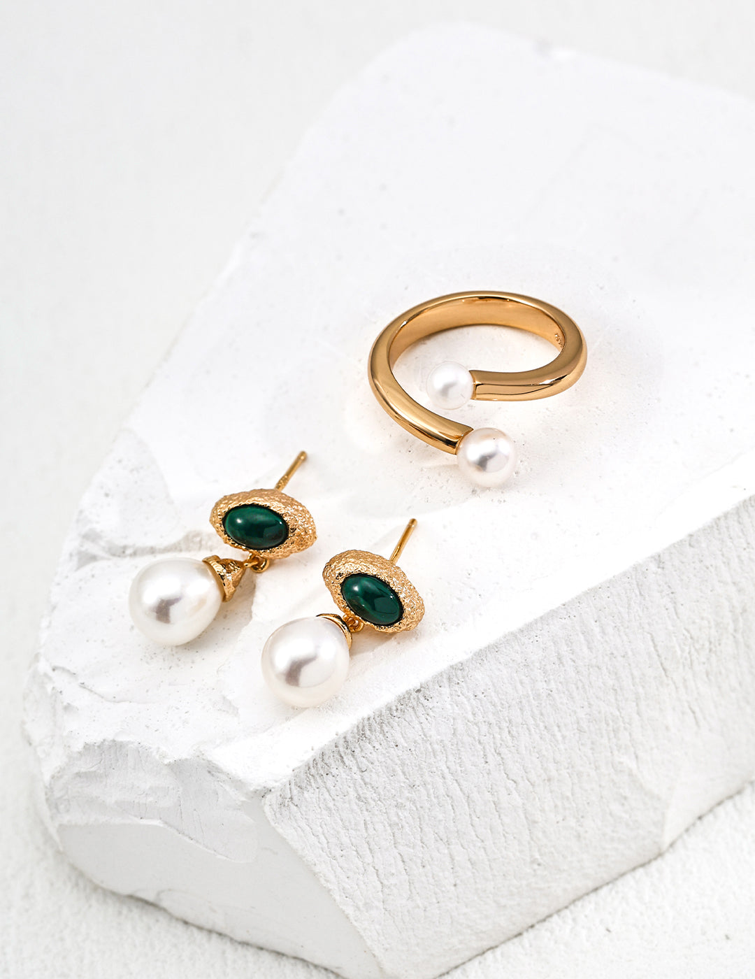 Malachite and Pearl Earrings